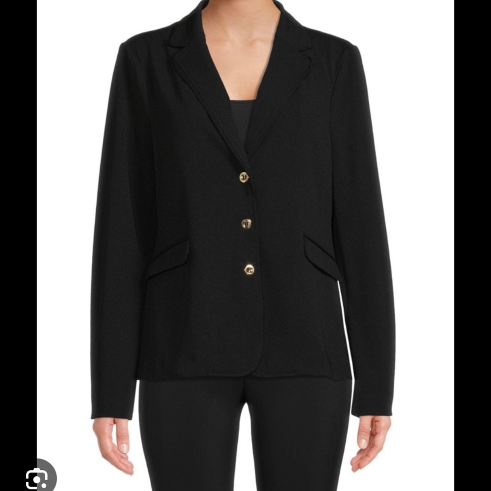 H Halston black blazer with gold buttons size medium